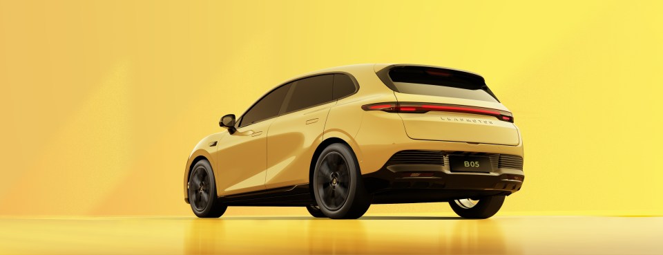 Rear view of a gold Leapmotor B05 electric SUV.