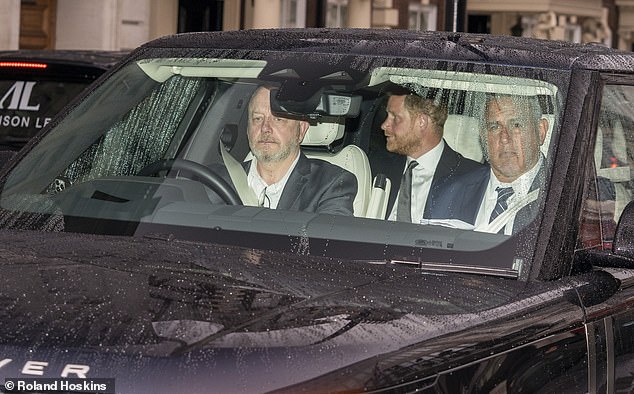 The Duke of Sussex is seen leaving the royal residence 54 minutes later
