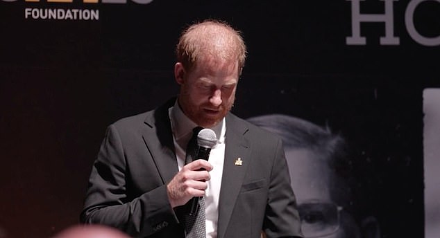 After the impromptu comic moment in response to an audience member's sneeze, Prince Harry returned to his speech, thanking the audience for supporting the Invictus Foundation