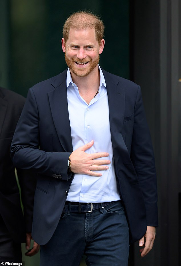 The duke's visit came on the third day of his rare four-day trip to the UK (pictured leaving the Centre For Blast Injury Studies at Imperial College London following a visit)
