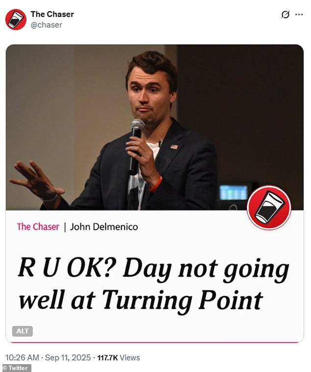 Satire outlet The Chaser also appeared to publish a controversial joke about Kirk's death