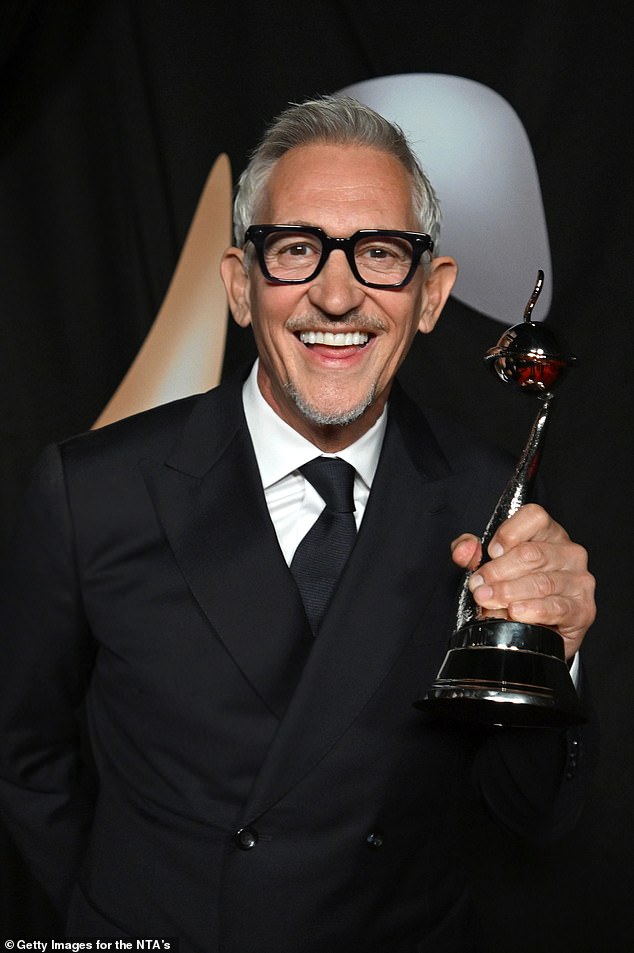 Gary in the press room after winning the TV Presenter Award at the National Television Awards