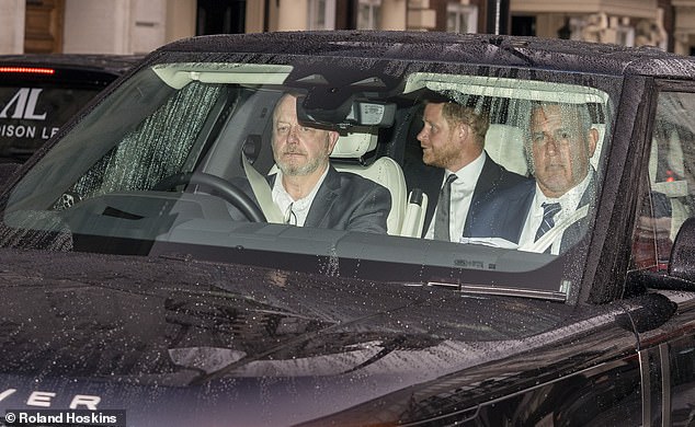 The Duke of Sussex is seen leaving the royal residence around 55 minutes later