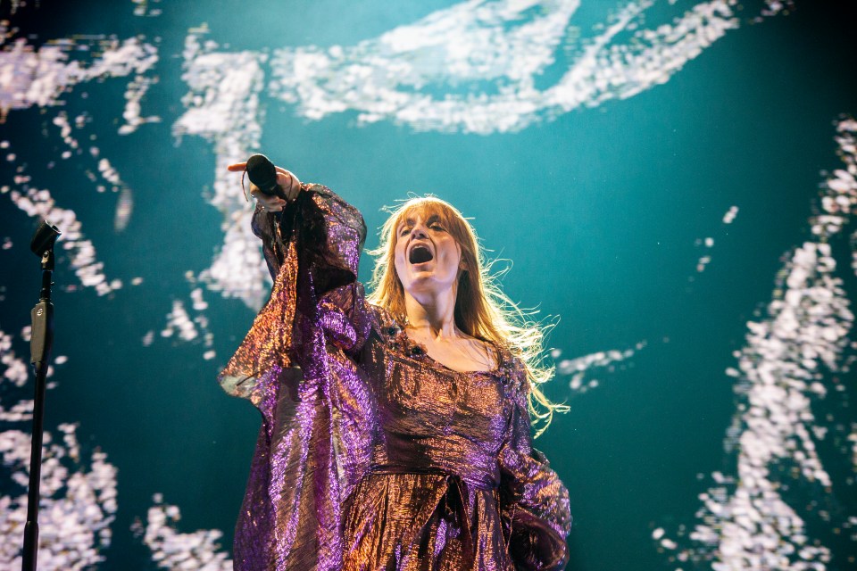 Florence Welch of Florence and the Machine performing at a festival.