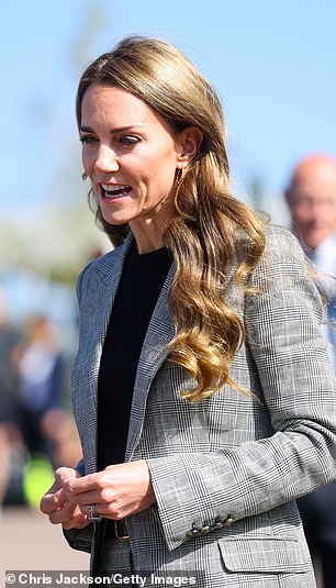 The royal showed off her styled tresses