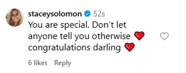 Stacey threw her support behind her pal
