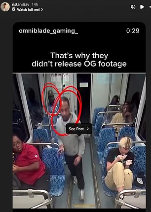 Nikulytsia shared a second Instagram reel blasting nearby passengers for failing to intervene during the attack