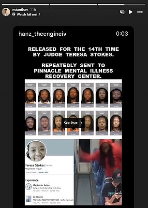 Nikulytsia reshared an Instagram reel that took aim at magistrate Teresa Stokes who freed Brown just seven months before the attack
