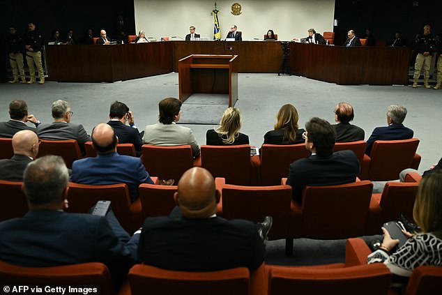 General view during the voting session to convict or acquit far-right Brazil's former President (2019-2022) Jair Bolsonaro in a coup trial at the Federal Supreme Court (STF) in Brasilia on September 11, 2025