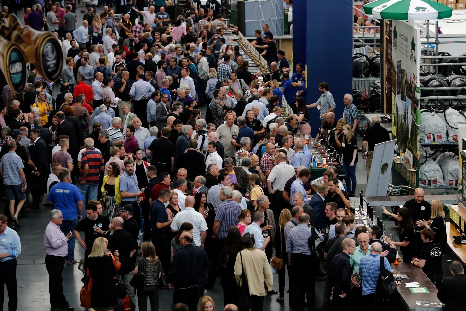 Large crowd at a beer festival.