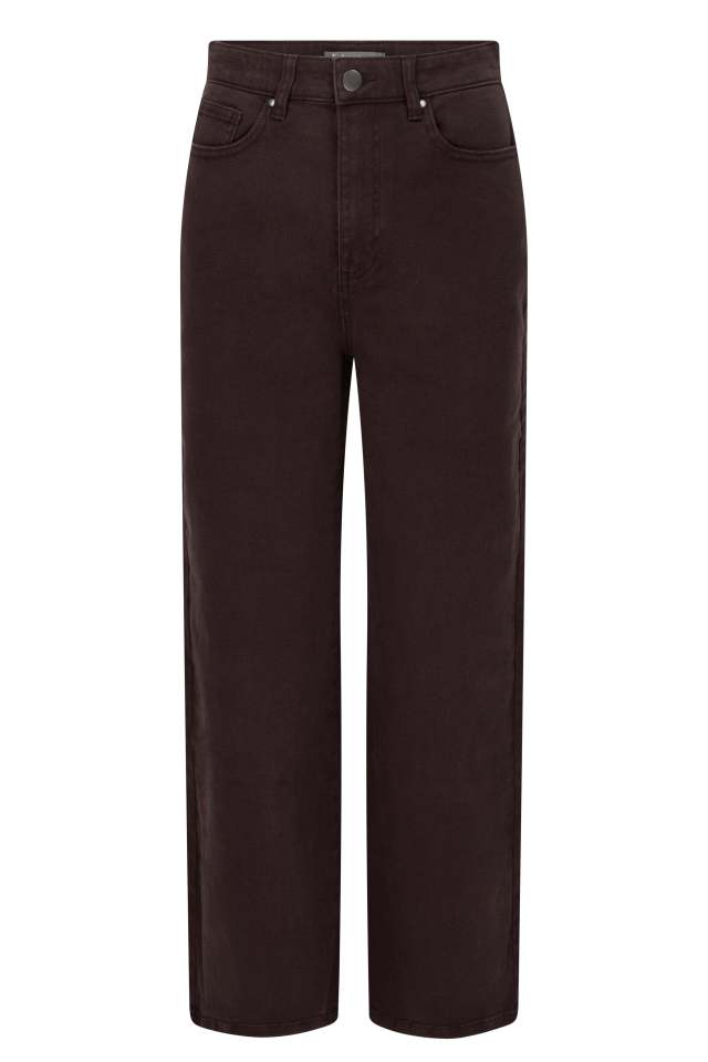 Brown cropped jeans.