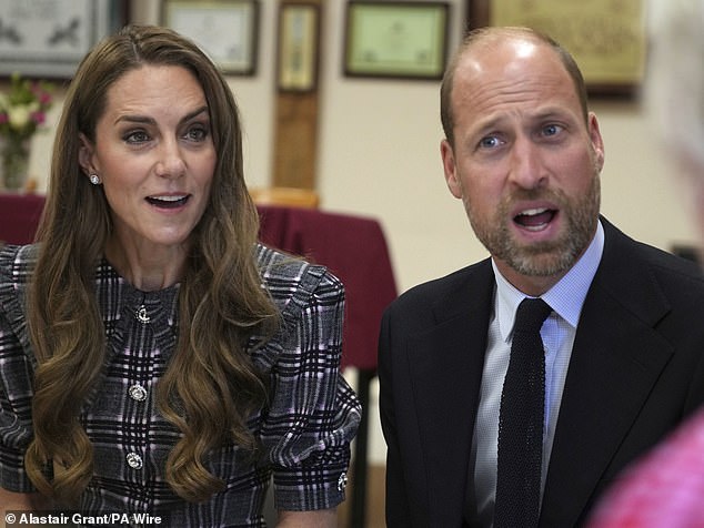 The Prince and Princess of Wales during a visit to the National Federation of Women's Institute (WI) in Sunningdale, Berkshire, to mark the third anniversary Queen Elizabeth II's death on Monday