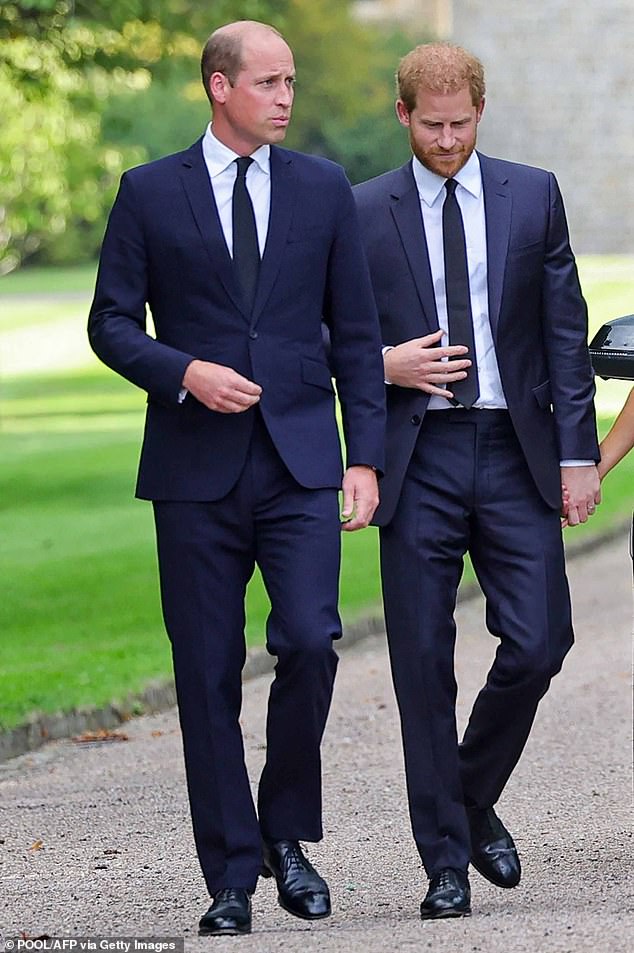 Prince William and Prince Harry, pictured together after the Queen's death, are no longer talking