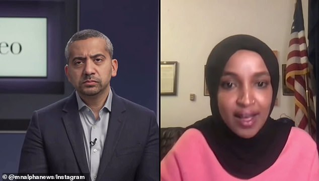 In an interview with Zeteo, Omar, right, poured scorn on the very idea that Kirk had championed civil political dialogue. Interviewer Mehdi Raza Hasan is seen, left