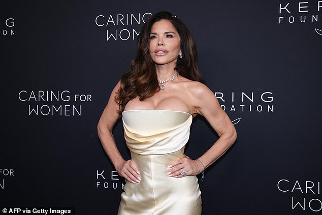 Sanchez accessorized her look for the evening with a sparkling diamond necklace as well as flashy earrings