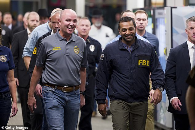While Utah's Republican Governor Spencer Cox (pictured left) gave the public the latest updates in the search, many noticed that Patel (pictured right) - who has come under fire for wrongly saying suspects have been identified and gutting the Utah FBI's leadership weeks before the shooting - had been silent