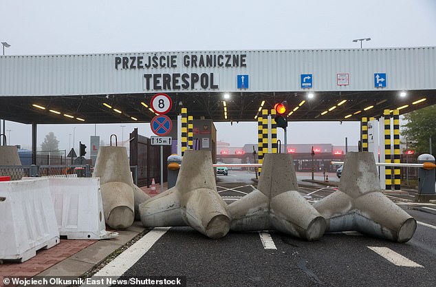 The closed Polish-Belarusian border crossing Terespol-Brest on September 12