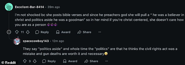 Others said they weren't surprised about her response to a faith-centered post due to the reality star's history of posting bible verses