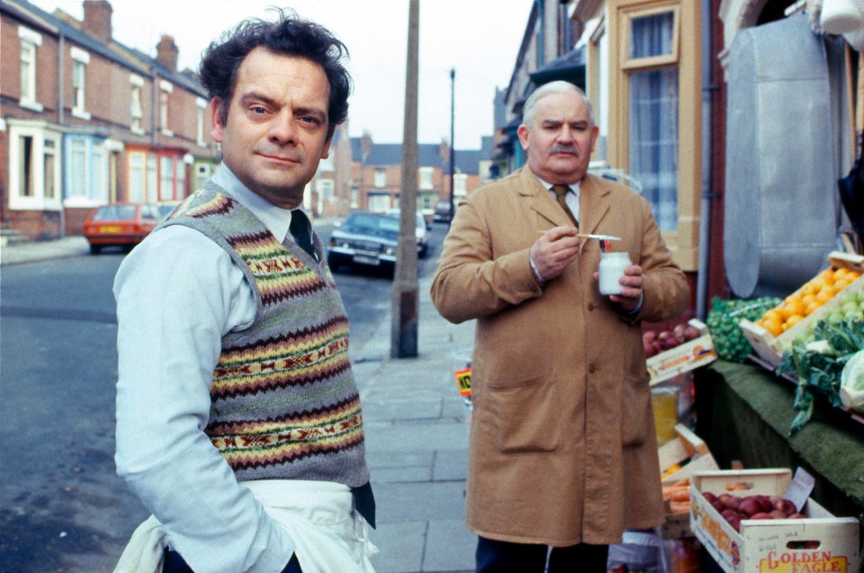 David Jason and Ronnie Barker in a scene from *Open All Hours*.