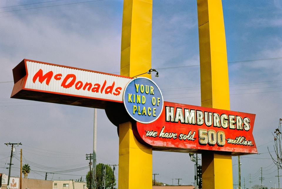 McDonald's sign boasting over 500 million hamburgers sold.
