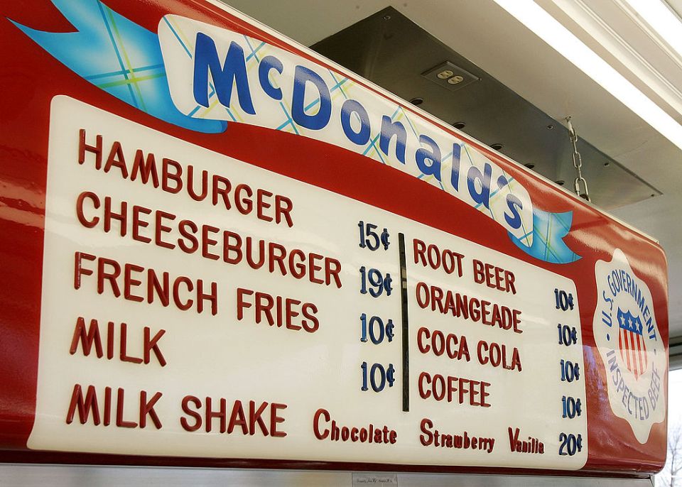 McDonald's menu from the first restaurant.