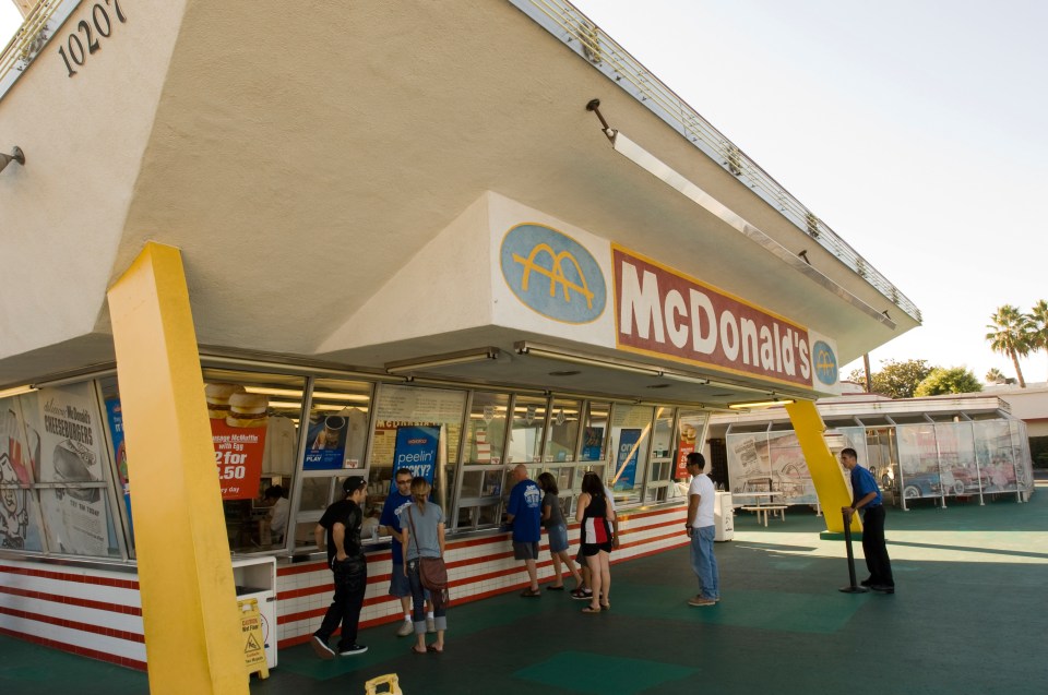 Customers ordering food at the world's oldest McDonald's.