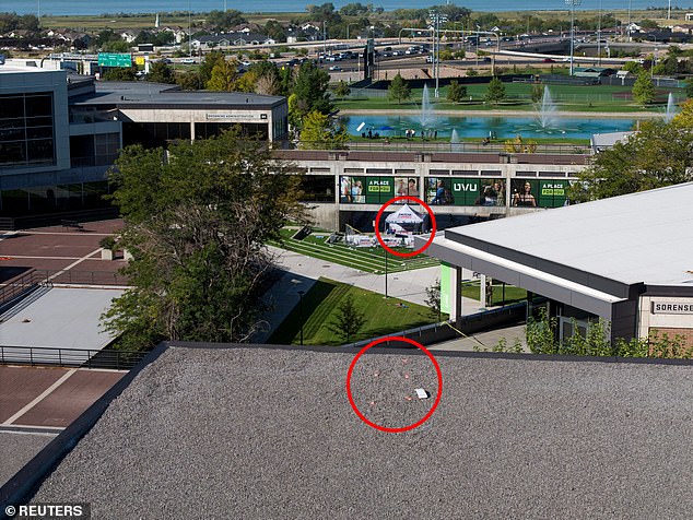 The sniper's nest used by the assassin who killed Charlie Kirk on the Utah Valley University campus has been revealed by authorities as they continue an urgent manhunt for the gunman