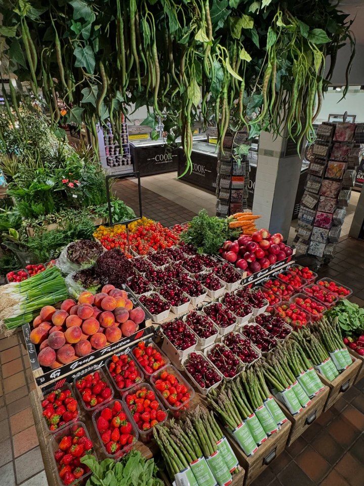 Produce display at Hollies Farm Shop.
