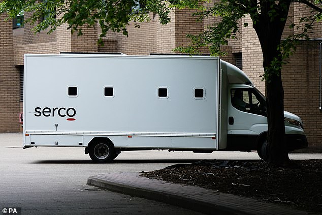A prison van carrying Becker leaves Southwark Crown Court after the German was sentenced