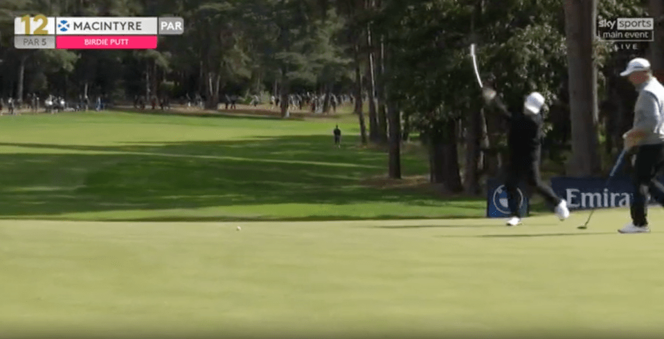 Golfer putting on the green.