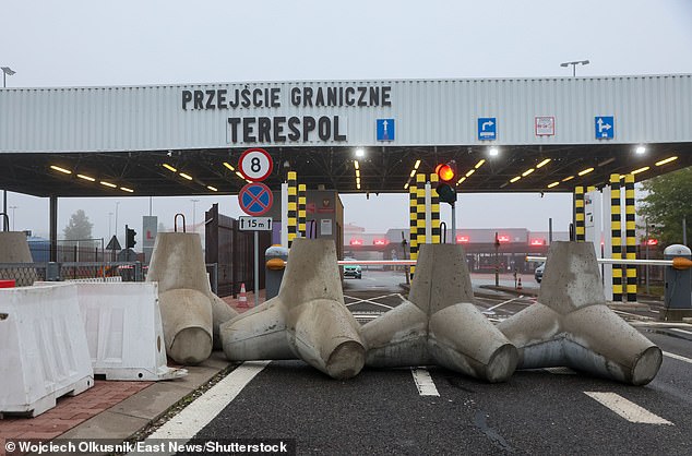 The closed Polish-Belarusian border crossing Terespol-Brest on September 12