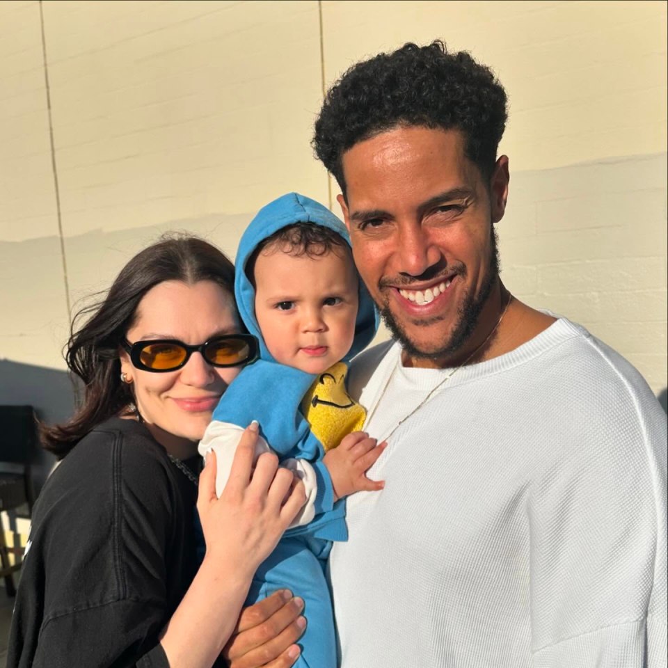 Jessie J, Chanan Colman, and their son.