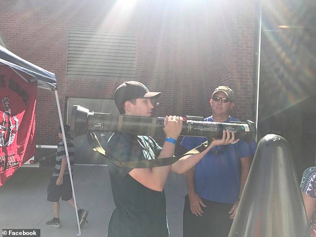 In another image from the family's social media, Tyler was seen holding a bazooka