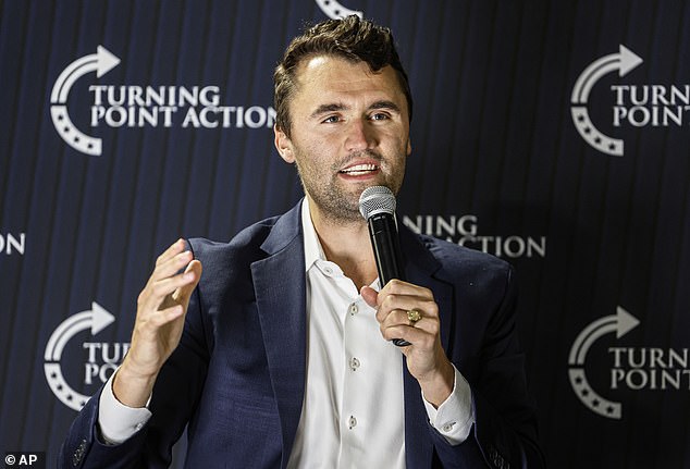The conservative political activist was fatally shot on Wednesday during a speaking engagement at Utah Valley University in Orem. He was 31; pictured March in Oconomowoc, Wisconsin