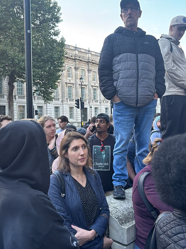 Mourners are seen gathering in Westminster, London, to pay tribute to Charlie Kirk