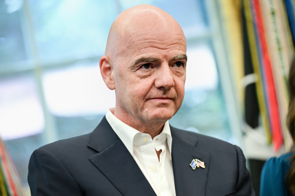 Gianni Infantino at a press conference.