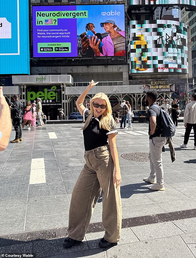 Five years after her initial idea, Fowler has a full team working on the app, as well as investors - and even a billboard in Times Square