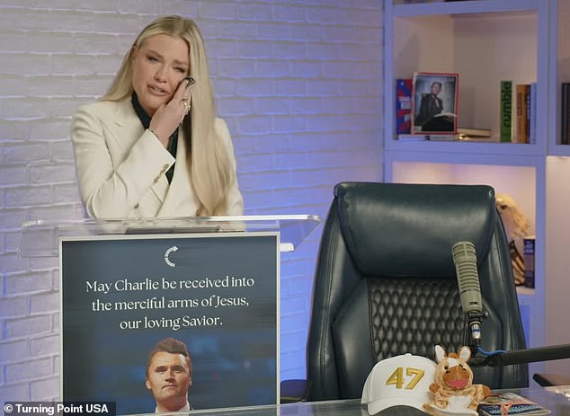 Erika stepped into the spotlight on Friday evening, emotionally delivering her first public address to the nation (pictured)