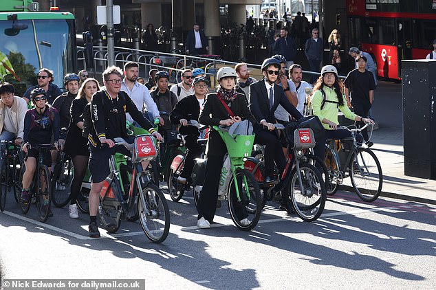 Many cyclists near London Bridge today resemble the 'Grand Depart' of the Tour de France on September 9