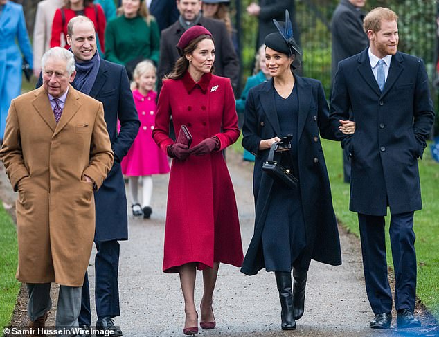 Pictured: King Charles, the Prince and Princess of Wales, and the Duke and Duchess of Sussex attending the Christmas Day Church service at the Sandringham estate in 2018