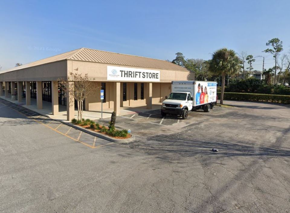 BGCCF Thrift Store exterior with a delivery truck.