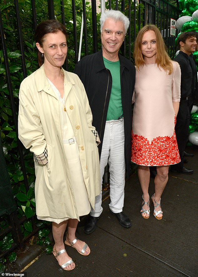 Byrne with ex-wife Adelle Lutz (left) and Stella McCartney (right) at McCartney's New York Fashion show spring presentation in 2014