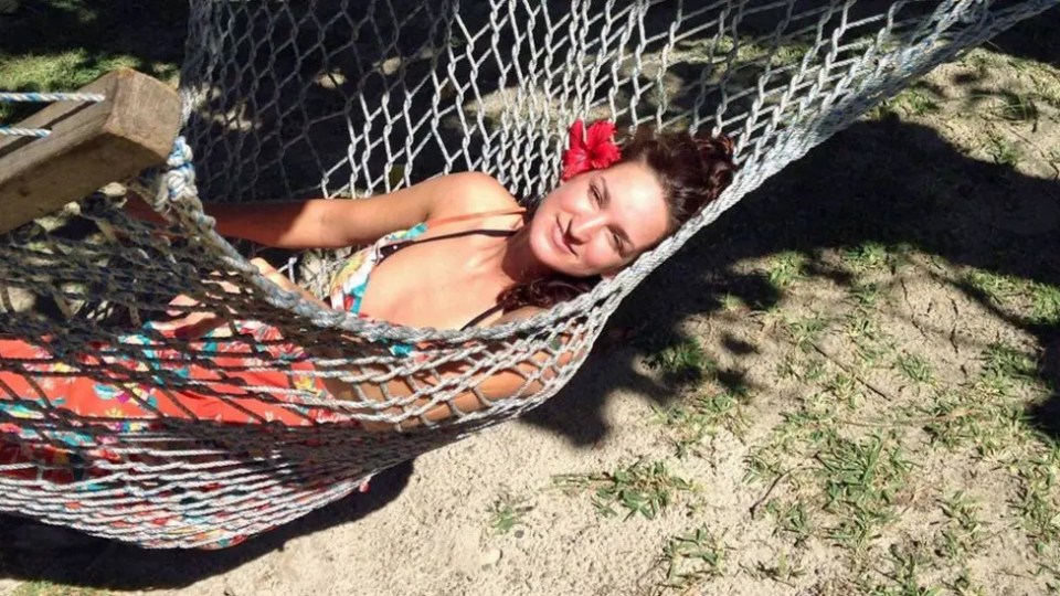 CCTV footage of Sarm Heslop in a hammock.