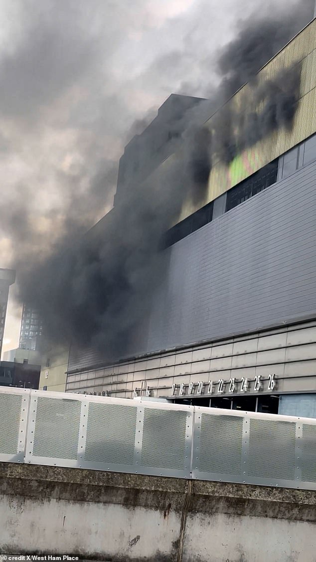 Firefighters have been tackling the blaze which i producing huge smoke clouds - locals and visitors have been warned to stay away from the area