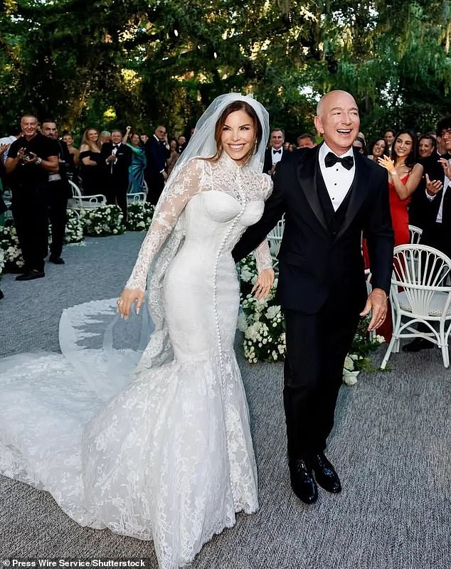 In late June, Sanchez appeared on the Vogue digital cover while wearing her custom Dolce & Gabbana wedding dress that she wore for her romantic Venice nuptials to Bezos (seen above)