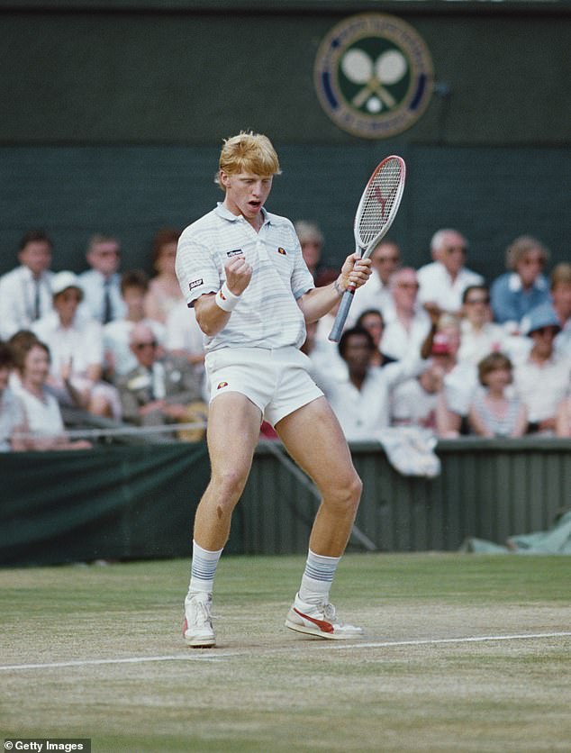 Becker defeats Kevin Curren at Wimbledon in 1985 to win the men's singles title, aged 17