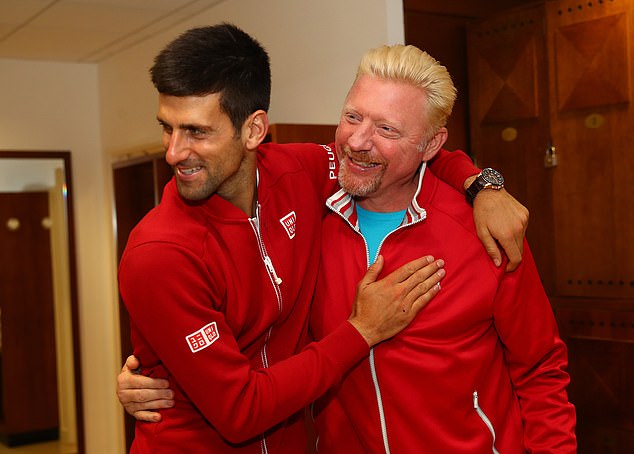 Becker with Novak Djokovic, who he coached, in 2016