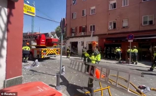 In a statement on X, Madrid's council wrote: '[Police] have attended to 21 injured people, 3 of them serious and 2 potentially serious. 18 [firefighting] units are continuing to work on removing the debris. They are being joined by the canine unit. The Aerial Support Section of Madrid Police is working with drones'