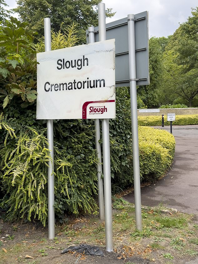 The grandmother tripped on the pothole in Slough Crematorium car park in May 2022 (pictured) at a service she was helping with