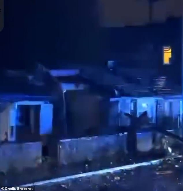 In one video the roof of a property appeared to have a large hole in it and beams to hold up the ceiling had been left exposed